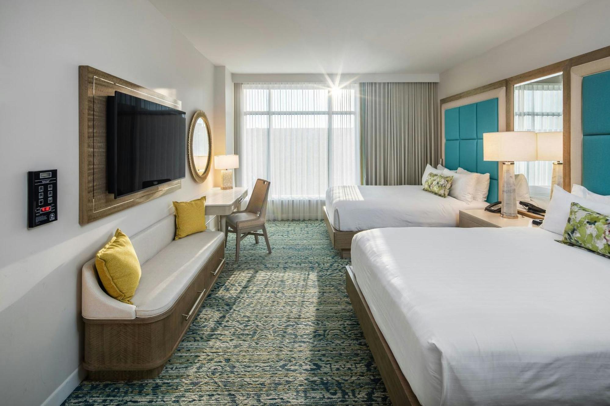 Two Queen Beds Water Park View Gulf Coast Tower or Mobility Accessible Roll Shower